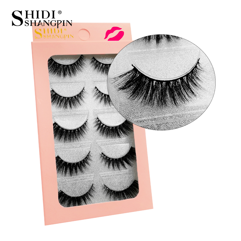 

SHIDISHANGPIN Mink Lashes 3D Mink Eyelashes False Eyelashes 5 Pairs Natural Strip Eyelash 3d False Lashes Makeup Kit