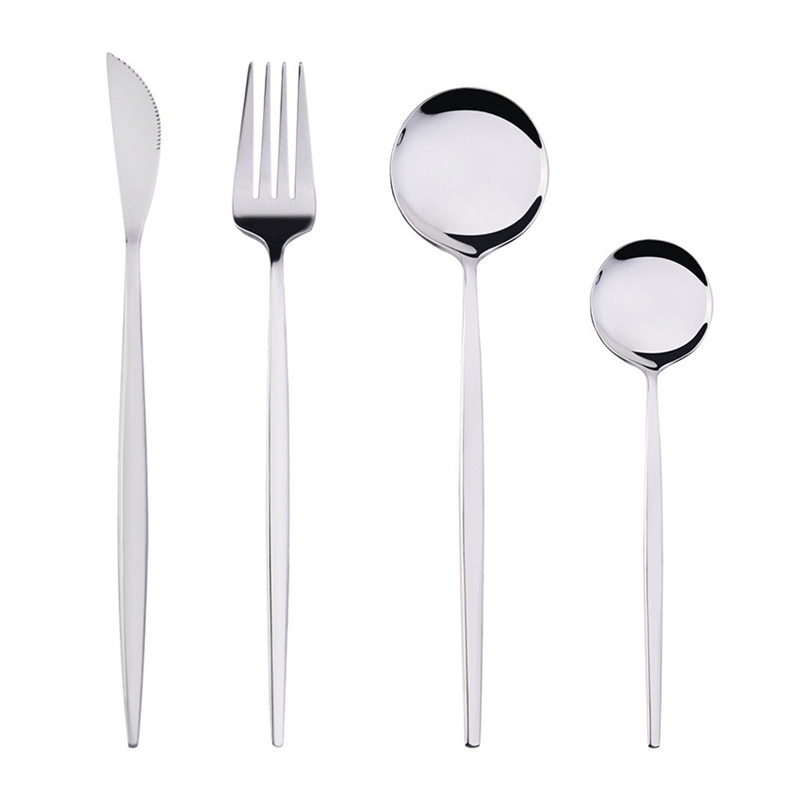 

4Pcs/set Stainless Steel Dinnerware Flatware Set Dinner Knife Fork Spoon Tableware Cutlery Gold Silver JK2005KD