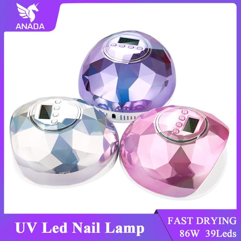 

ANADA New 86W UV Lamp Nail Polish Dryer 39 LEDs Light Drying Fingernail&Toe Gel Curing Nail Art Dryer Lamp Machine, Silver