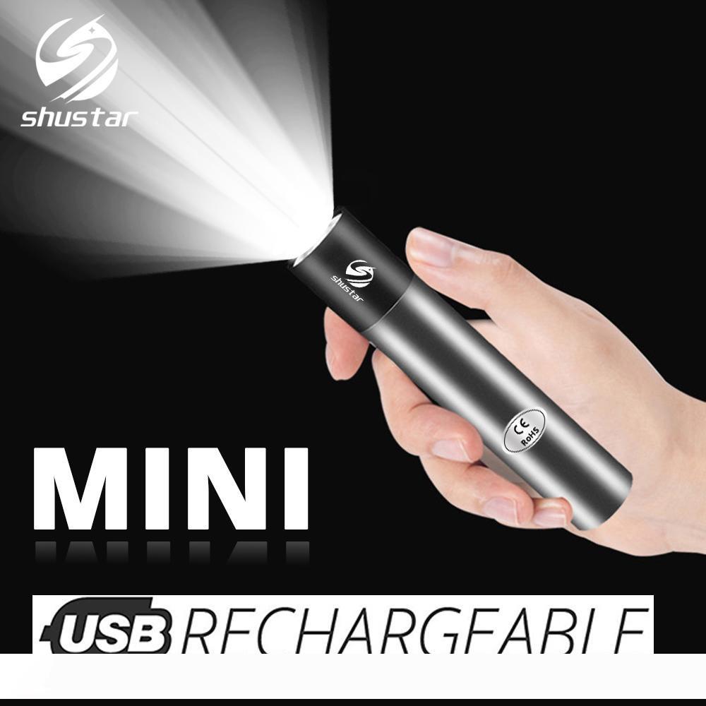 

USB Rechargable LED Flashlight 3 Lighting Mode Waterproof Torch Telescopic Zoom Stylish Portable Suit for Night Lighting