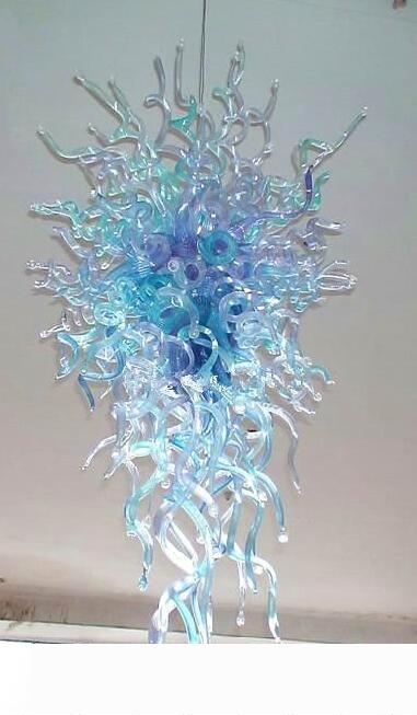

100% Mouth Blown Borosilicate High Quality Luxury Indoor Lamp Murano Glass Blue Crystal Chandelier Lighting