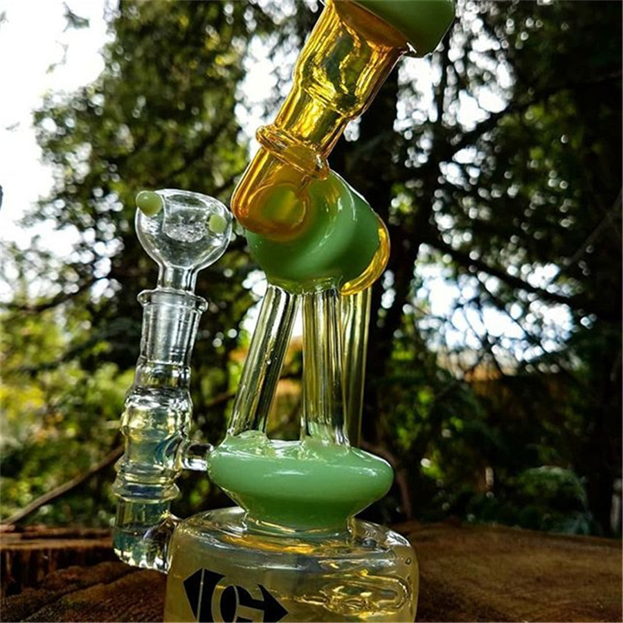 

Newest Glass Bong Robot Fumed Hanger Unique Bongs Glass Inline Perc Sidecar Water Pipes Dab Oil Rigs