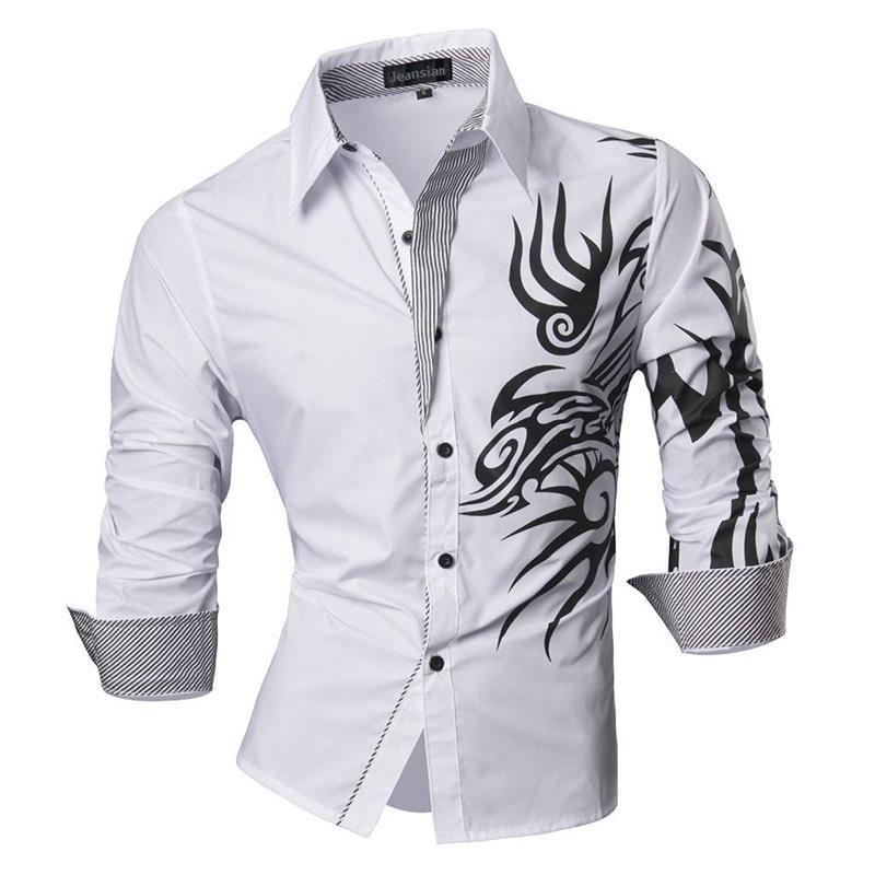 #Z030-White Vestidos de hombre Jeansian,camisa de moda informal de 