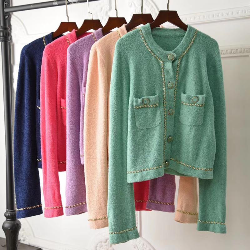 

2020 runway fashion gold chain colorful women jacket, Green