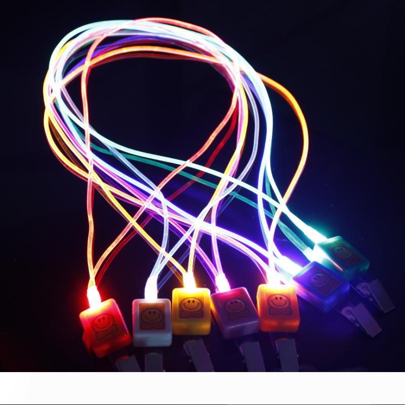 

LED Lanyard Novelty Lighting LED Optical Fiber Luminous Lanyard Work Card Hanging Rope Light Smile Face LED Lanyard + Card