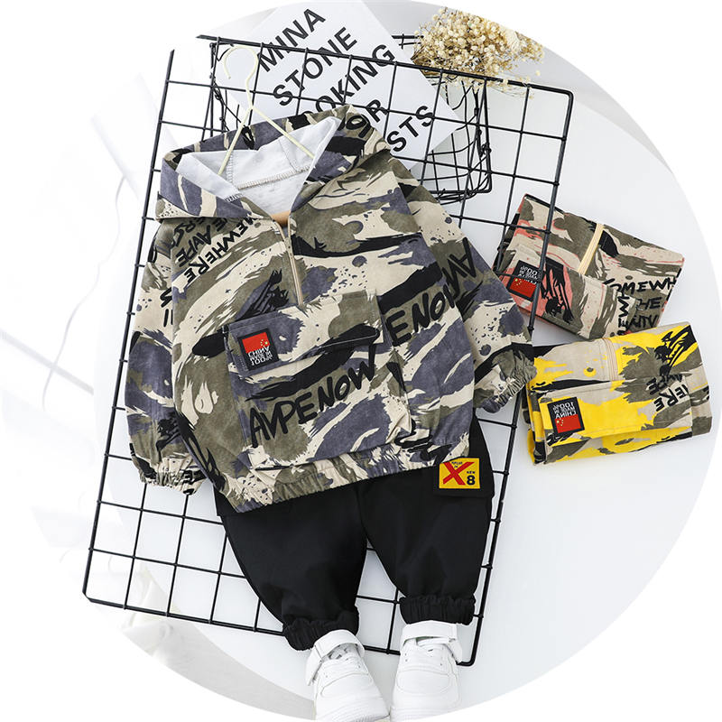 

2020 Children Clothes Suit camouflage Spring Autumn Kids Boys Girls coat Pants 2Pcs/sets Baby Toddler Clothing Infant Sportswear, Xmw s micai yellow
