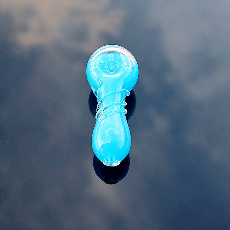 

Blue luminous liquid glass hand pipes smoke pipe tobacco tool smoking pipe glass hand smoke dab rig