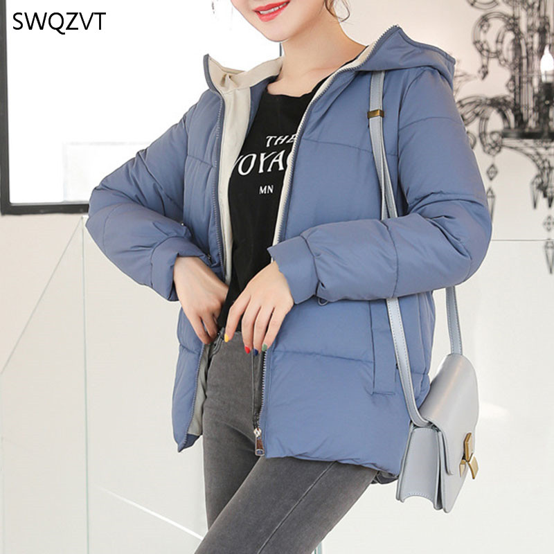 

SWQZVT Short Women Parkas Coat 2020 New Autumn Winter Hooded Loose Cotton Jacket Thicke Down Cotton Jacket and Coat Women, Beige