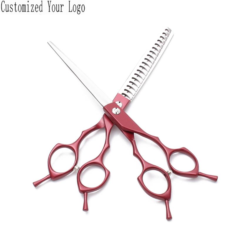 

C9029 6.5" 440C Red Handle Customize Logo Cutting Shears Thinning Shears Dog Scissors Groomer Scissors Professional Pet