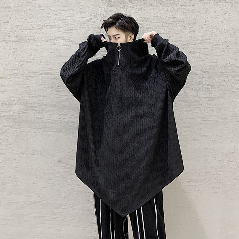 

Men's hoodie Korean version men's OVERSIZE loose hoodie young hipster hip hop in the long coat, Black