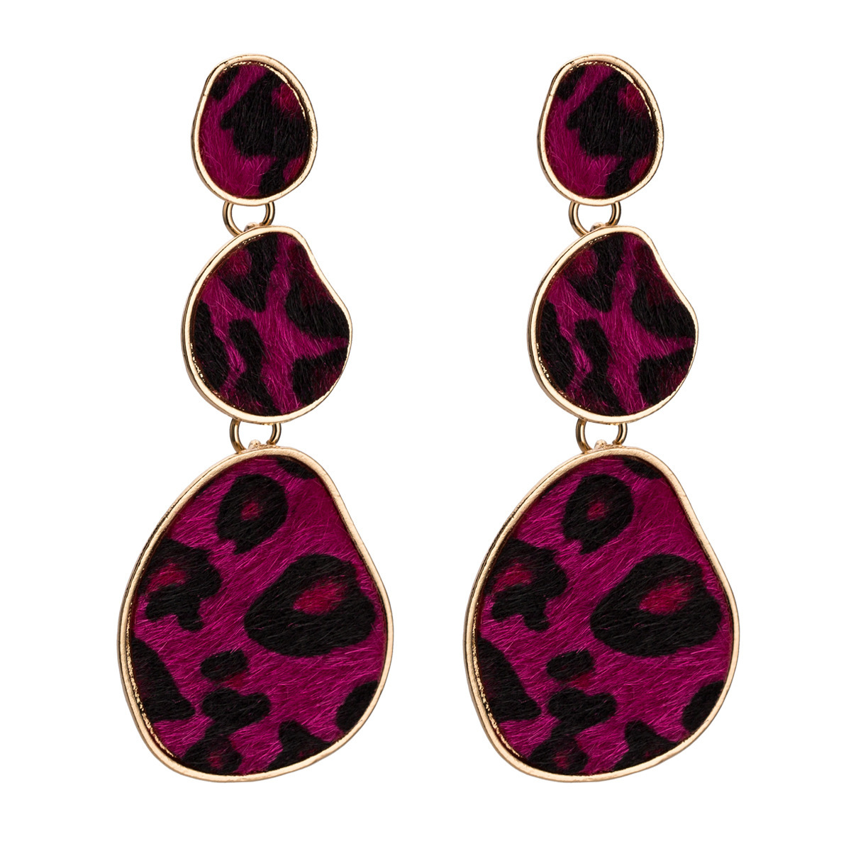 

Luole multi-layer flannel leopard print earrings fashion exaggerated earrings earrings