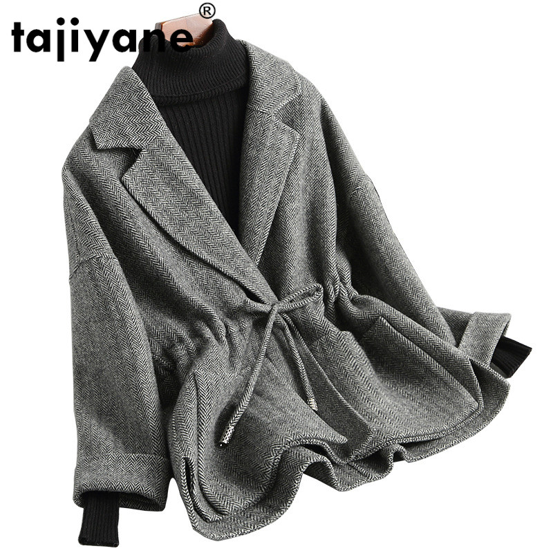 

Real Fur Coat Korean Vintage Wool Jacket Spring Autumn Coat Women Clothes 2020 Streetwear Women Tops Double-sided Woolen, Gray