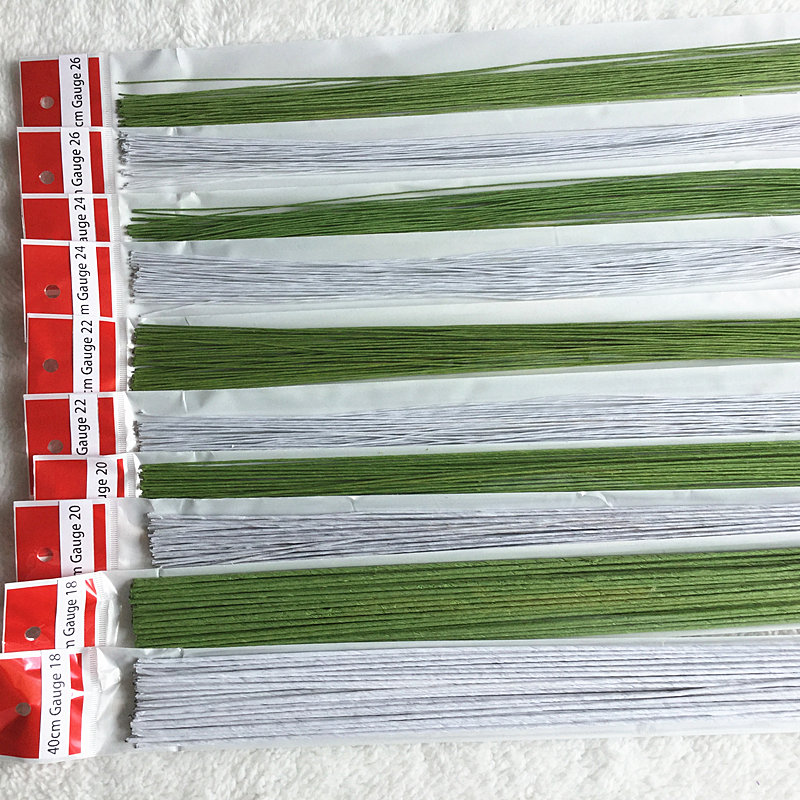 

Chinese Factory 40cm Paper Wrapped Covered Floral Flower Stem Wire Home Decorating Artificial Flowers Decorative Material, White 26