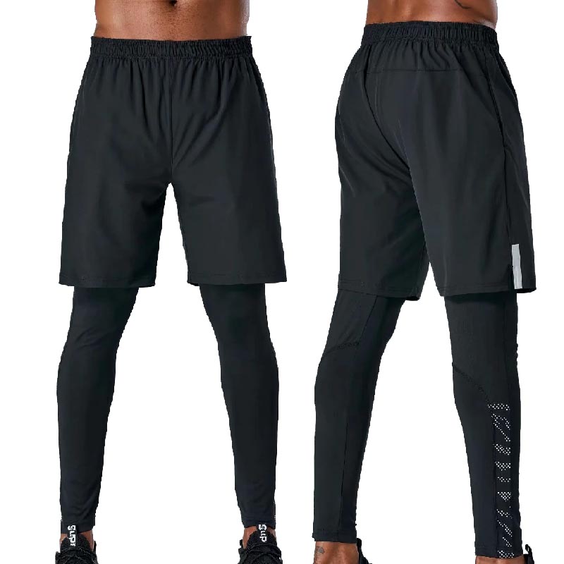 

Sports Leggings Men's Compression Running Tights Pants,Men Elastic Gym Fitness Pants,Man Jogging Running 3/4 Pants yoga Trousers, Black