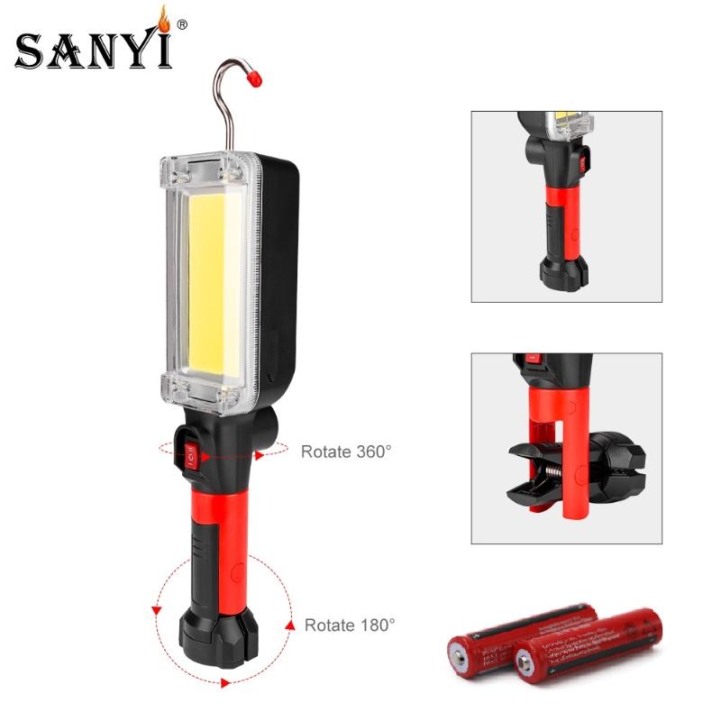

Sanyi 2 Modes COB LED Work Inspection Light USB Rechargeable 18650 Lantern Magnetic Hook Hanging Torch Camping Lamp