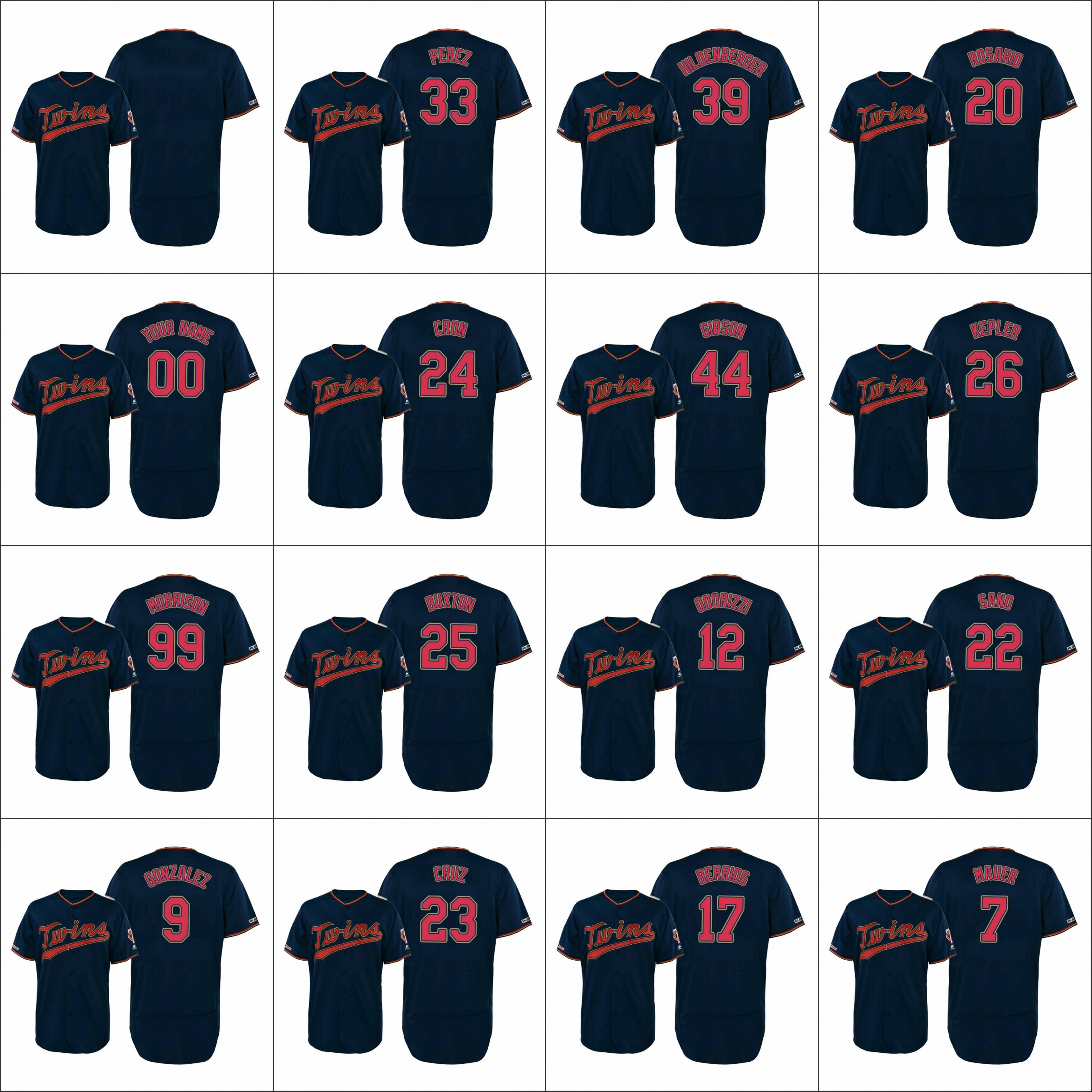 

Minnesota Twins Men #22 Miguel Sano 7 Joe Mauer 26 Max Kepler Women Youth Alternate Authentic Flex Base Custom Jersey, Black