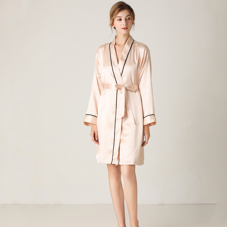 

Satin 2PCS Nighty&Robe Suit Sleepwear Women Sexy Intimate Lingerie Kimono Bathrobe Gown Champagne Nightgown Nightdress Homewear