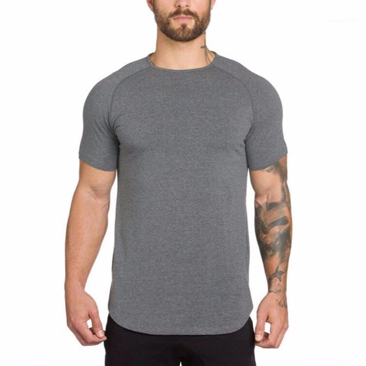 

Solid Color Summer Short Sleeve Clothes Male Crew Neck Tshirt Mens Breathable Sport T Shirt Slim Fit