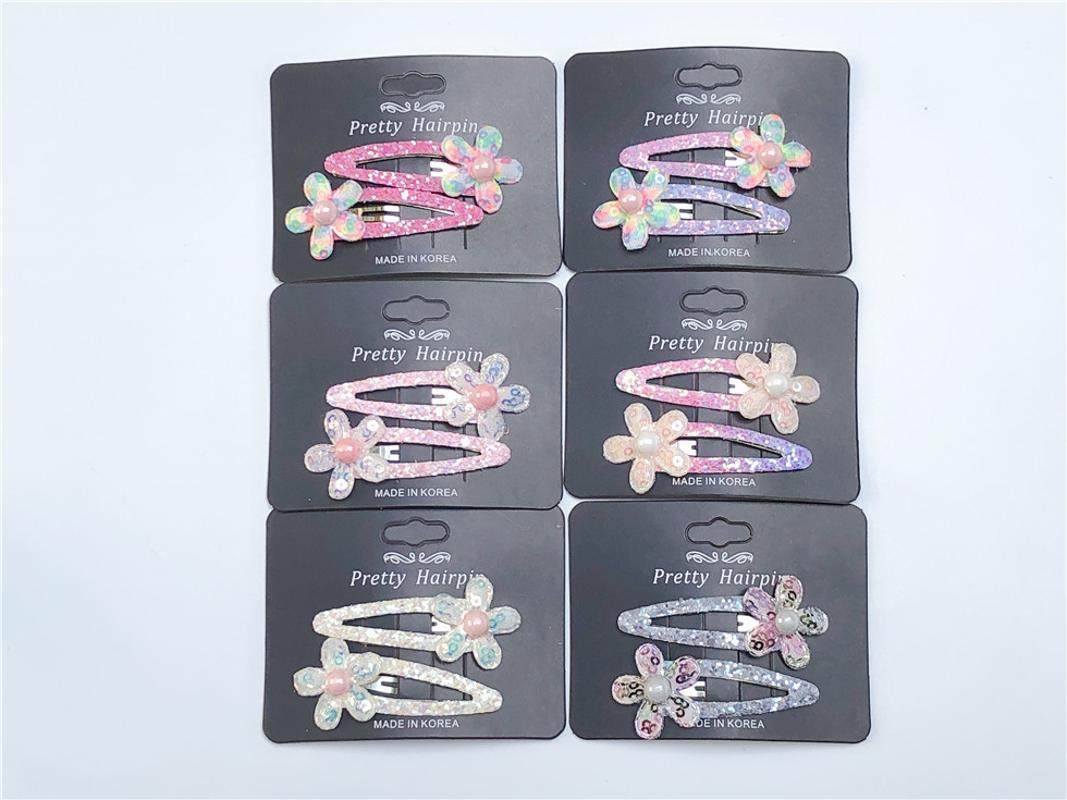 

Boutique ins 12Pairs Fashion Cute Glitter Floral Snap Clips Solid Sequin Flower Barrettes Princess Headwear Hair Accessories