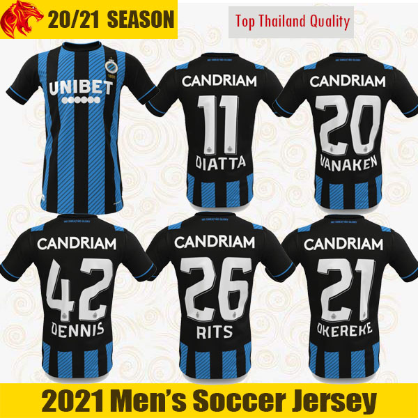 

20 21 Club Brugge KV Soccer Jerseys VANAKEN 2020 2021 VORMER DIATTA OKEREKE Football Shirt DENNIS RITS Brugge Jersey, Black;yellow