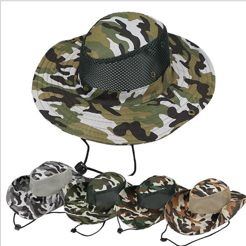 

Camouflage Tactical Cap Hat Caps Camo Men Outdoor Sports Sun Bucket Cap Fishing Hiking Hunting Hats, White