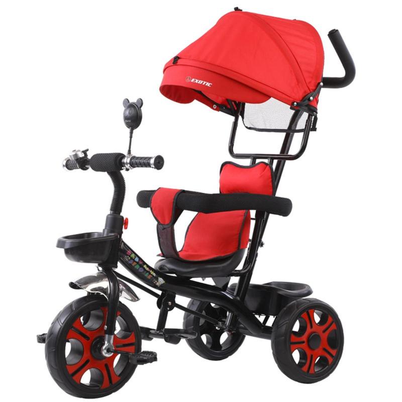 

4 in 1 Baby Tricycle Stroller with Adjustable Handle Removable Canopy Kids Riding Bicycle Car Travel Child Trike Baby Carriage