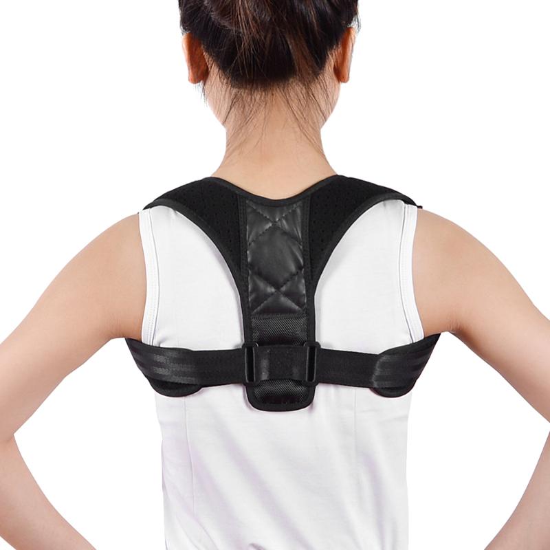 

Adjustable Corrector with Exercise Resistance Band Breathable Upper Back Brace for Clavicle Support Shoulder Back Pain Relief, Black