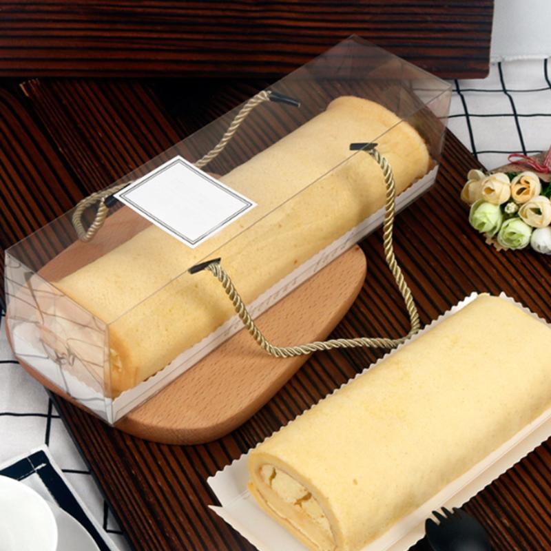 

10Pcs Transparent Gift Box Portable Medium Cake Packaging Box Roll Party Plastic Cake/Candy Container Holder