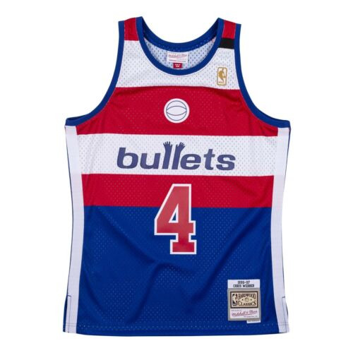 

Cheap Bullets Chris Webber #4 Mitchell & Ness 1996-97 Jersey Throwbacks Vest Stitched basketball jerseys, Blue