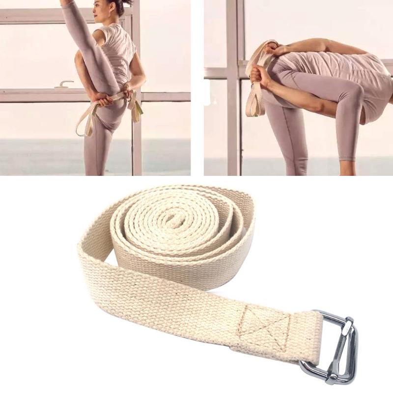 

Yoga Belt Pilates Workouts Fitness Anti Slip With Buckle 3 Meter Thicken Adjustable Training Stretch Cotton Blend Strap Durable, As pic