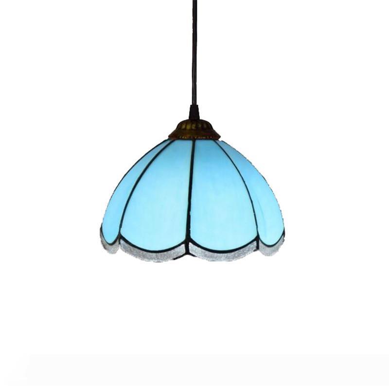

8 inch blue modern Mediterranean creative glass lamp Tiffany stained glass restaurant bar bedroom small chandelier TF067