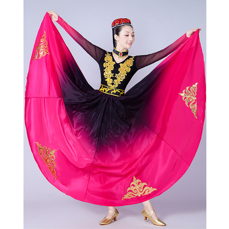 

Oriental Dance Costume Hanfu Spanish Flamenco Skirts Women Flamenco Dress Ladies Cosplay Rave Outfit 360/540 Degree DCC532, Rose red 360 degree