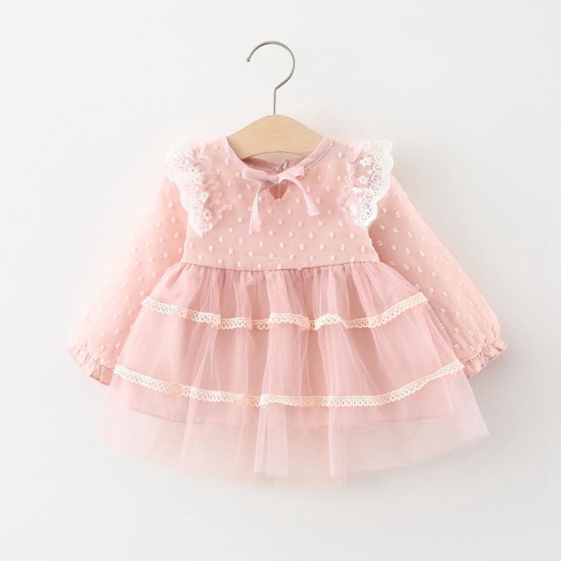 

Girls Princess Dress 2020 Autumn Children Kids Baby Infants Lace Mesh Long Sleeve Birthday Party Ball Gown Dresses S11021, Yellow