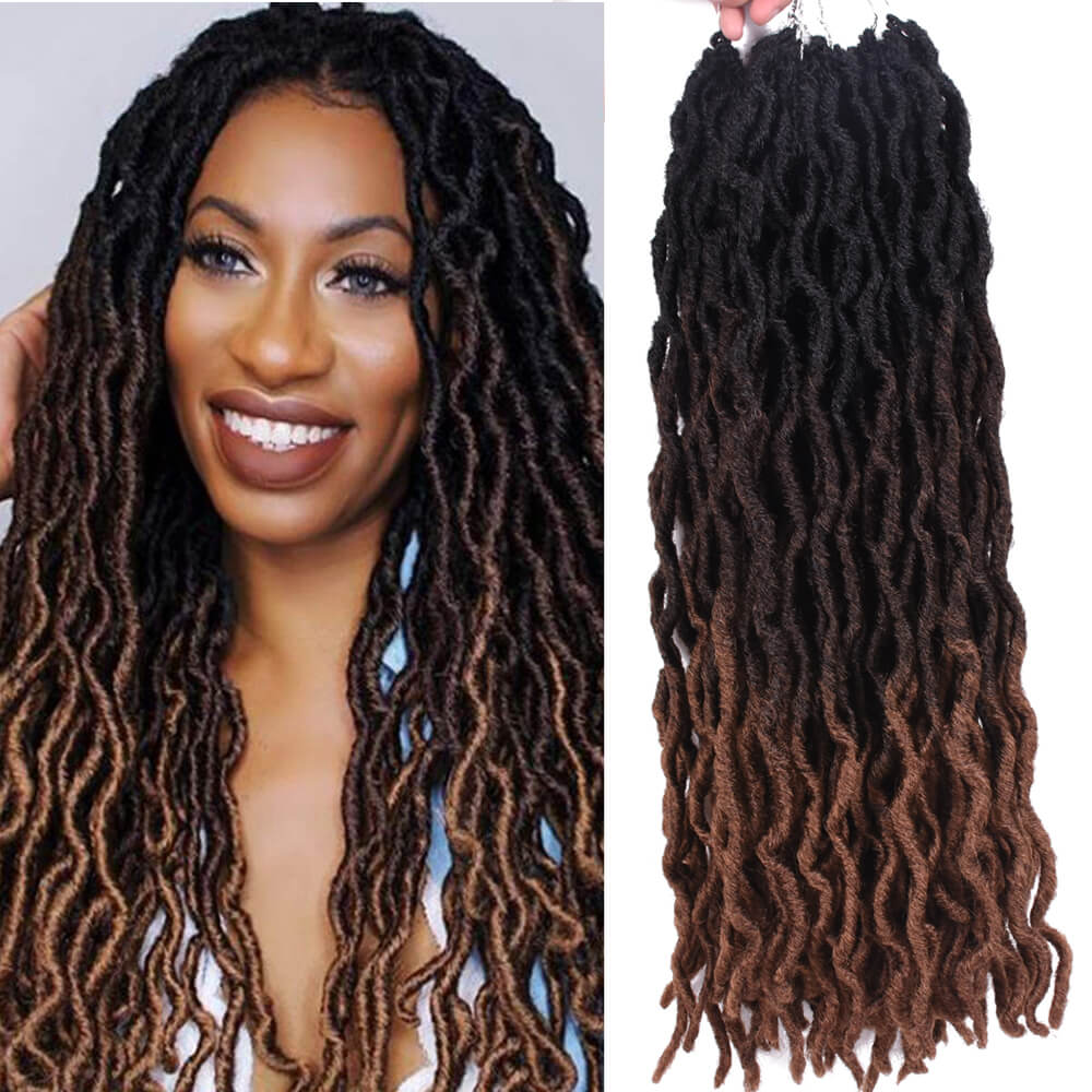 

Wave Hair Ombre Curly Crochet Synthetic Braiding Hair Extensions Goddess Faux Locs 18 Inches Soft Dreads Dreadlocks Hair for marley, T1b/350