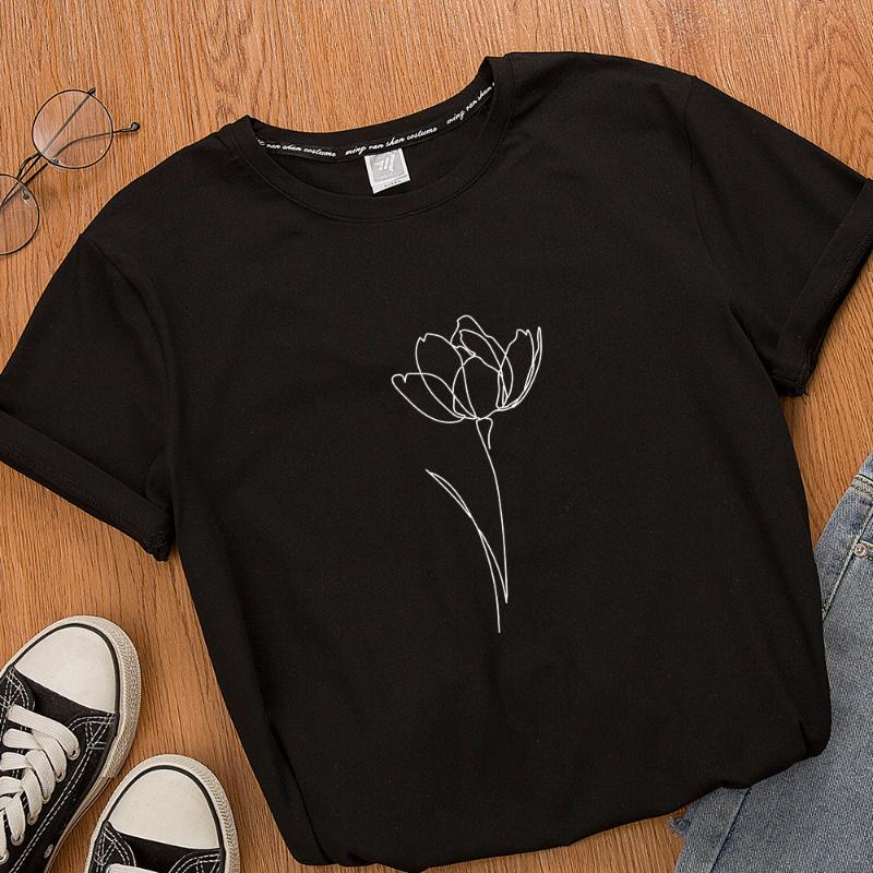 

Summer Plus Size Women T Shirt Abstract Funny Line Art Printing Female Tops Harajuku Short-sleeve Loose Fashion Tshirt Clothes, Purity white