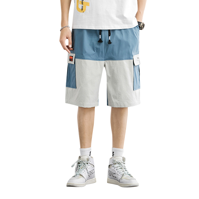 

ZhuZunZhe 2020 Summer Trend Fashion Casual Youth Popular Tooling Shorts Men's Large Size Loose Stitching Five-Point Pants, Black