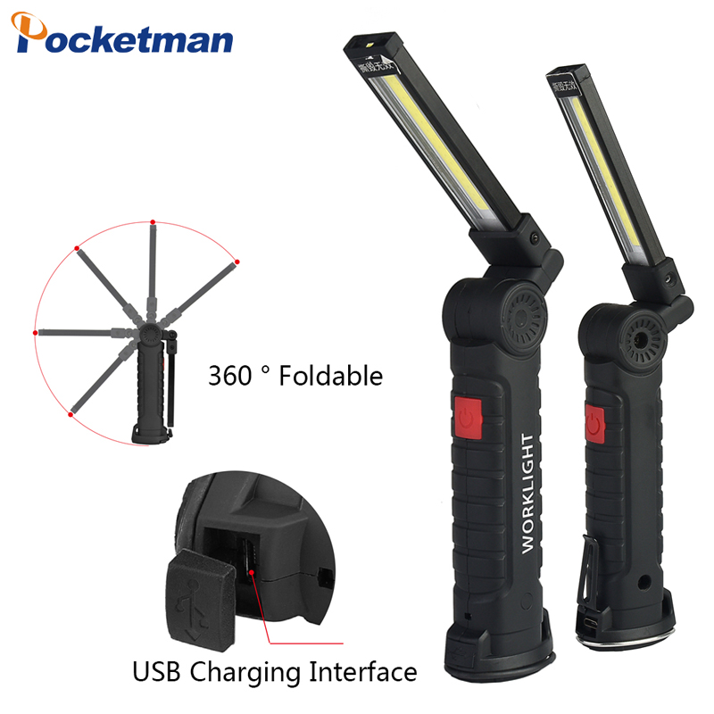 

Portable 5 Mode COB Torch USB Rechargeable LED Work Light Magnetic COB Lanterna Hanging Tent Lamp Built-in Battery