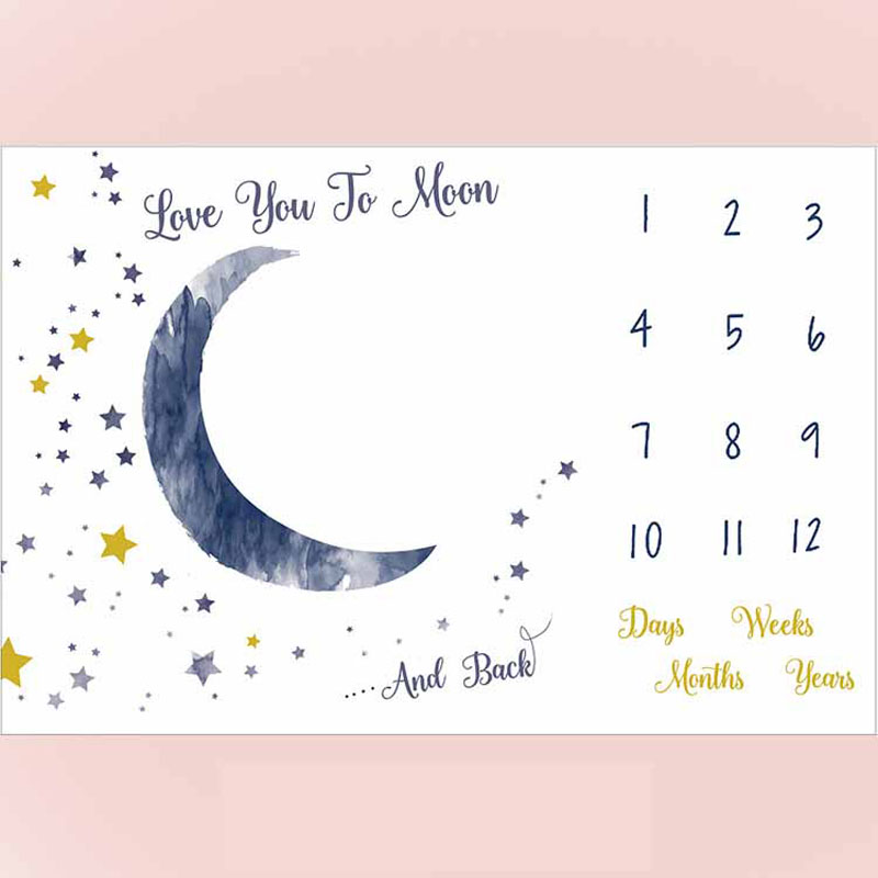 

Flannel Baby Milestone Blanket 100*120 Cm Baby Monthly Blanket Photography Props Moon Stars Newborn Photo Prop