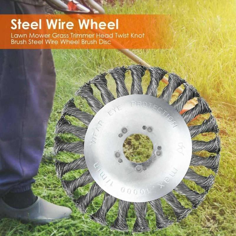

150/200mm Steel Trimmer Head Garden Grass Steel Wire Brush Break proof Rounded Edge Grass Trimmer Head Power Lawn Mower