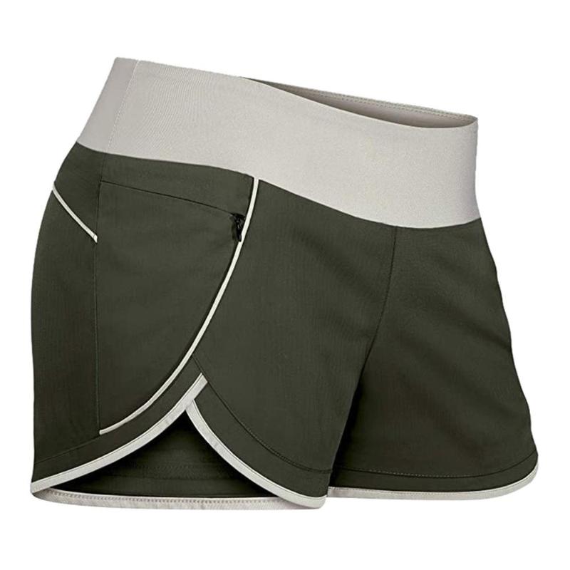 

Women' Elastic Wasit Workout Shorts With Liner Pockets Sport Yoga Shorts sportleggings vrouwen calca legging feminina @F, Army green