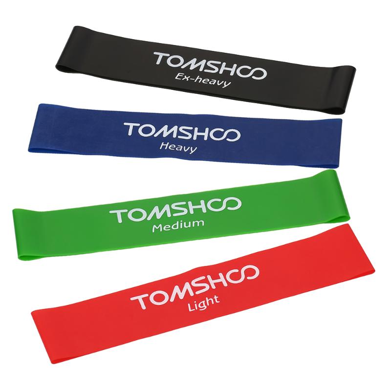 

TOMSHOO 4pcs Exercise Resistance Bands Latex Gym Strength Training Loops Bands Workout Physical Home Fitness Equipment