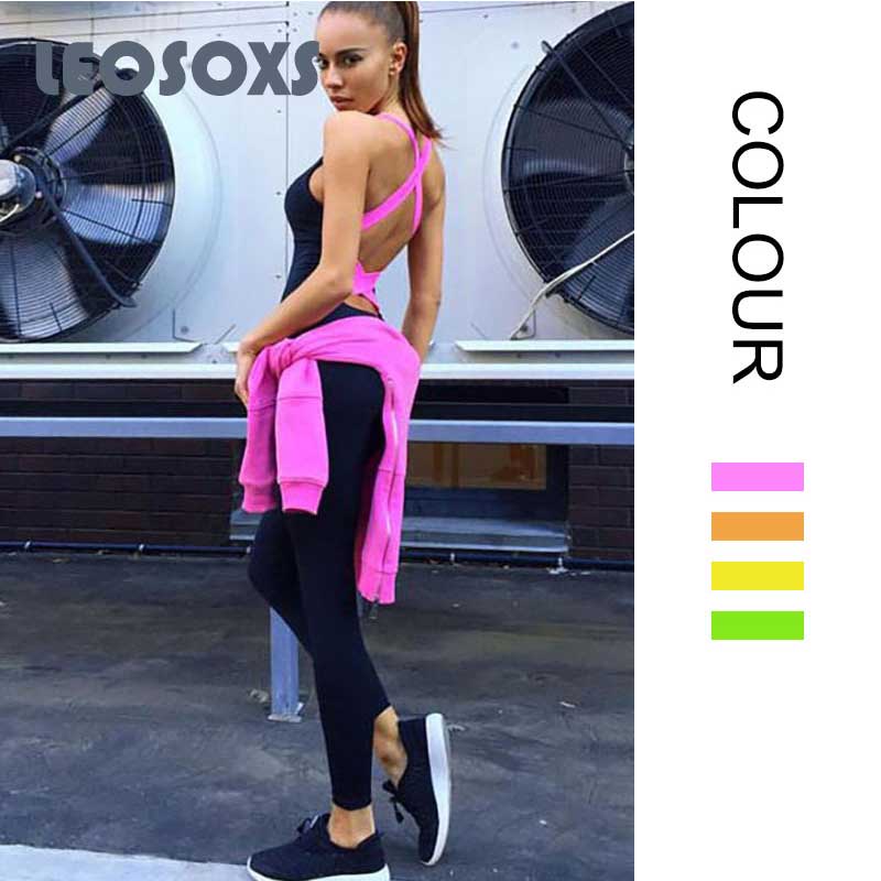

2020 One Piece Sport Clothing Backless Sport Suit Workout Tracksuit For Women Running Tight Dance Sportswear Gym Yoga Set, Fluorescent orange