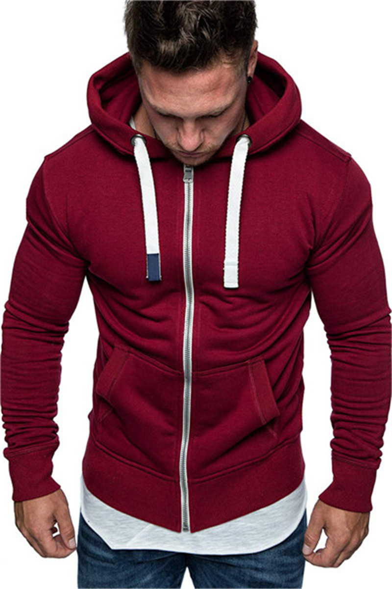 

Casual Mens Designer Hoodies Solid Color Long Sleeve Hooded Zipper Cardigan Sweatshirt New Mens Autumn Clothing, Black