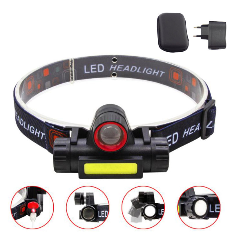 

USB Mini zoom LED Headlamp head frontal Lantern XPE COB Outdoor Camping Headlight USB Rechargeable night Lighting