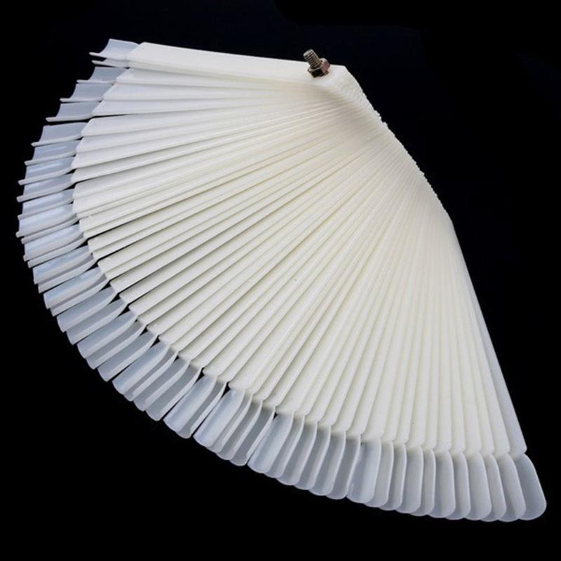 

50/Set Nail Art Tips Display Practice Sticks Fan Shaped Nail Polish Swatches Color Sample Art Tools Supplies