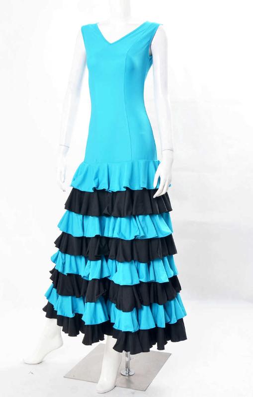 

Spanish dance Adult costume dress Blue black dance skirt for women Sling dancing dresses for woman Waltz skirt flamenco