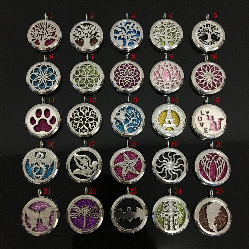 

Locket Essential Oil Diffuser Necklace Fashion Stainless Steel Aromatherapy Therapy Tree of Life Flower Animal Pendant Necklace Jewelry Gift, Silver
