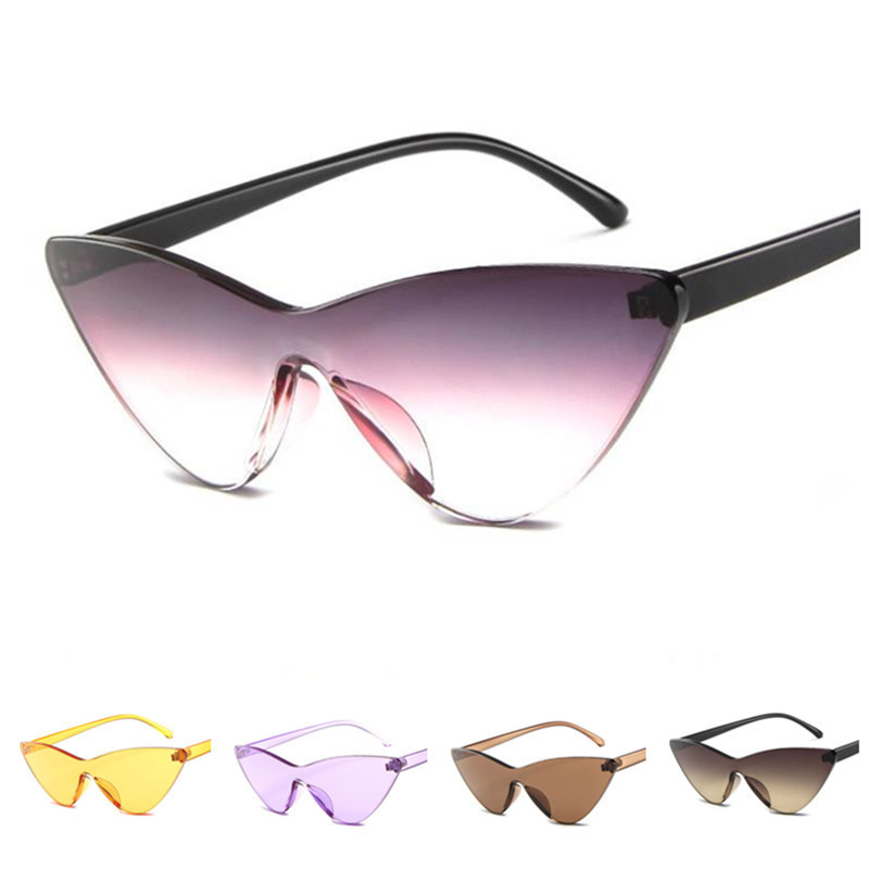 

Fashion Women Men Rimless Sunglasses Siamese Sun Glasses Cat Eye Eyeglasses Anti-UV Spectacles Eyewear Adumbral Ornamental A, White;black
