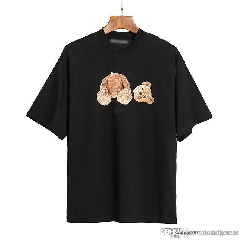 

2021ss Men Printed And Womens T Truncated Angels Summer Same Stylist Palm Palms Sleeve Shirts Short Palm Tees Bear T-shirt Lpflj, Black