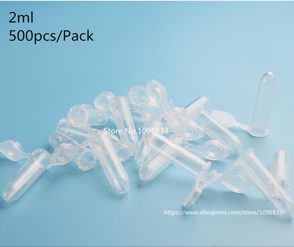 

500pcs Centrifuge Tube Transparent Plastic Round Bottom Centrifuge Tubes Plastic Bottles with Lid container vials 2ml 7ml 10ml